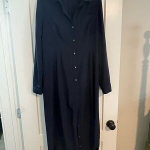 Elegant Navy Blue Button-Down Dress